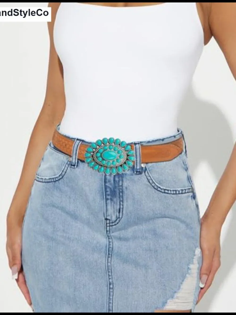 Western Cowgirl Belt Embossed Floral PU Leather